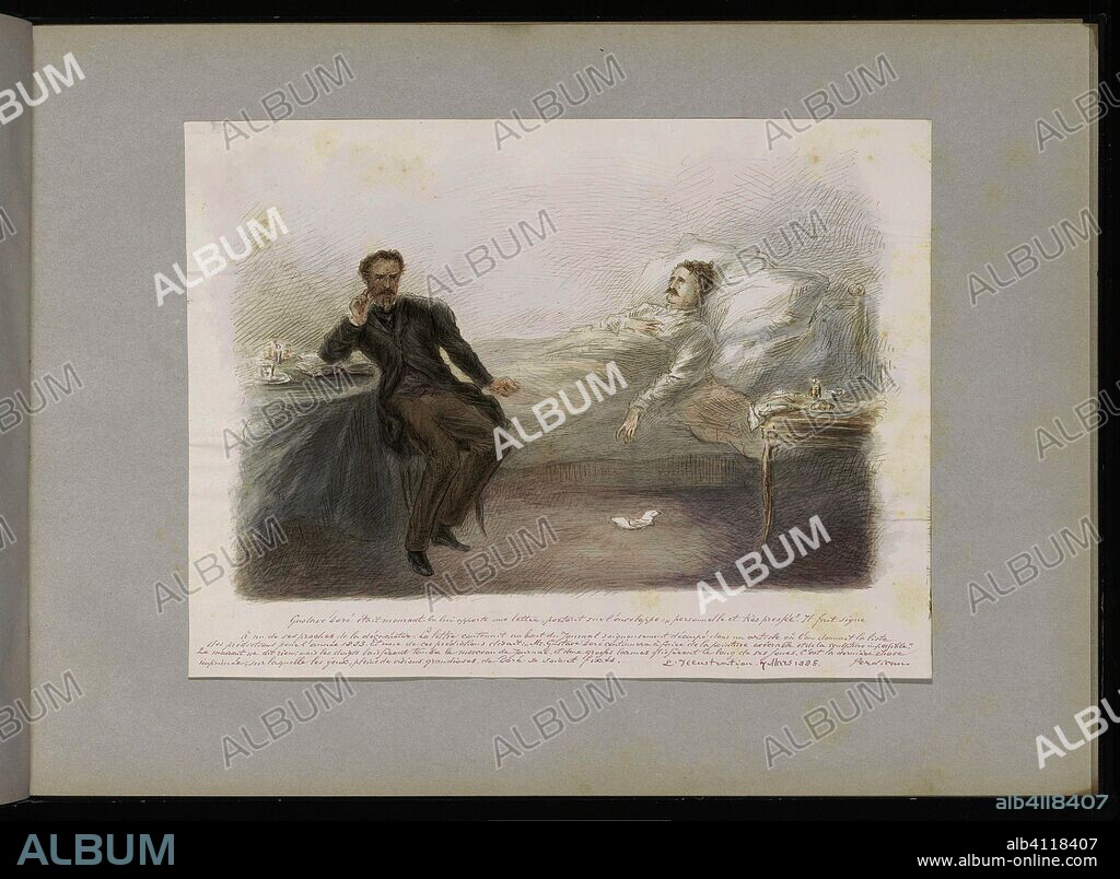 Gustave Dor? on his deathbed. Artist: anonymous (possibly). Draughtsman: Alexander Ver Huell. Dating: in or after 1885. Measurements: h 251 mm × w 337 mm.