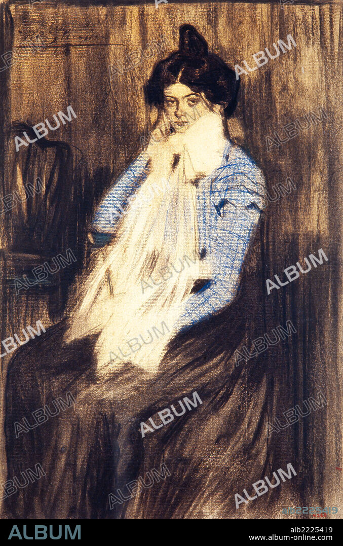 Pablo Picasso / 'Lola, the artist's sister', hacia 1899, Charcoal and blue and red coloured pencils on paper, 45 x 29,5 cm, MPB 4.265.