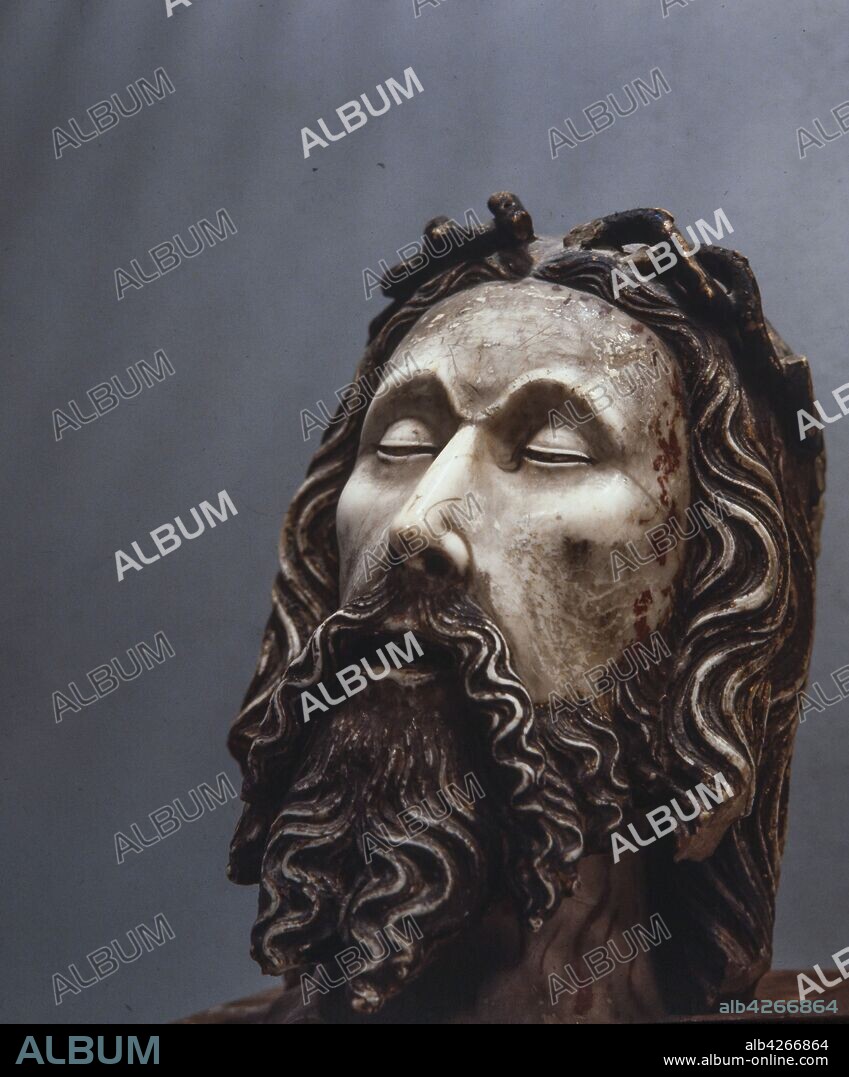 JAIME CASCALLS. Jaume Cascalls / 'Cabeza de Cristo', c. 1352, talla en alabastro, 28,5 x 20 x 25 cm.