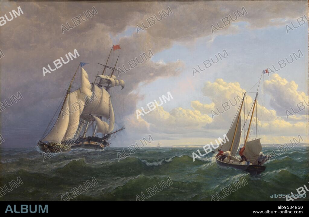 WILLIAM BRADFORD. Whaler off the Vineyard--Outward Bound. Date: 1859. oil on fiberboard.