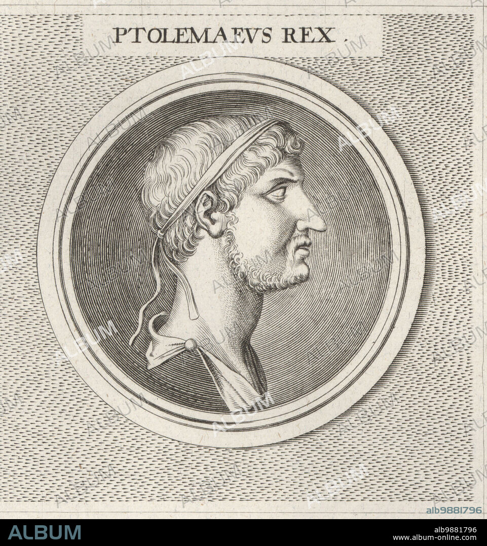 Ptolemy, King of Mauritania, 13 BC - 40 AD. Ptolemy of Mauretania, last Roman client king and ruler of Mauretania for Rome. Berber (Massyles tribe) and son of Juba II, King of Numidia. Ptolemaeus Rex. Copperplate engraving after an illustration by Joachim von Sandrart from his LAcademia Todesca, della Architectura, Scultura & Pittura, oder Teutsche Academie, der Edlen Bau- Bild- und Mahlerey-Kunste, German Academy of Architecture, Sculpture and Painting, Jacob von Sandrart, Nuremberg, 1675.