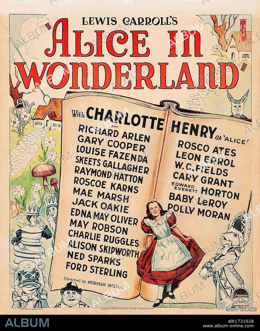 Poster of ALICE IN WONDERLAND, 1933, directed by NORMAN Z. MCLEOD. Copyright PARAMOUNT PICTURES.