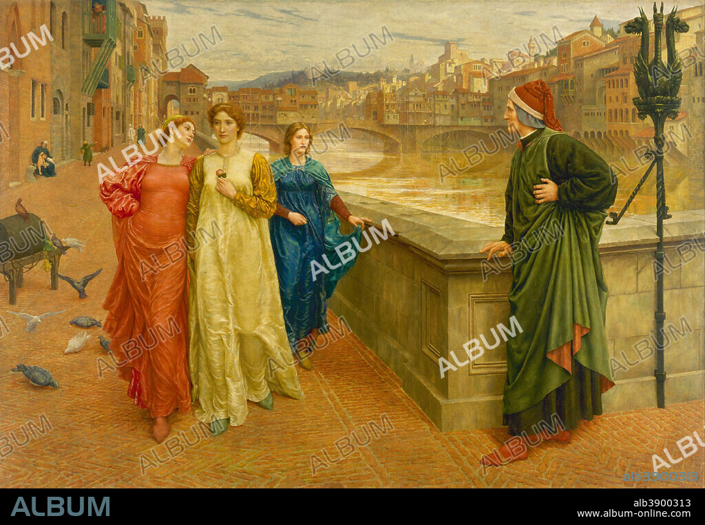 HENRY HOLIDAY. Dante and Beatrice. Date/Period: 1882 - 1884. Painting. Oil on canvas. Height: 2,032 mm (80 in); Width: 2,032 mm (80 in).