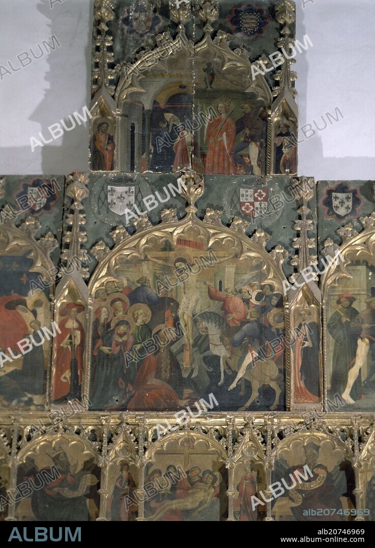 JUAN DE SEVILLA (1425-50) MAESTRO DE SIGÜENZA. CAPILLA DEL DONCEL - DETALLE DEL RETABLO DE SAN JUAN BAUTISTA Y SANTA CATALINA DE ALEJANDRIA - GOTICO - SIGLO XV.