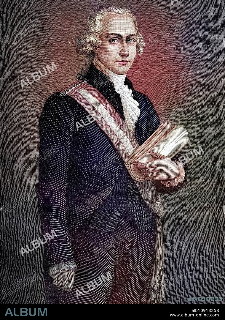 Jean-Nicolas Pache (born 5 May 1746 in Paris, died 18 November 1823 in Thin-le-Moutier) was a politician during the French Revolution who headed the Ministry of War from 18 October 1792 to 4 February 1793, Historical, digitally restored reproduction from a 19th century original, Record date not stated.