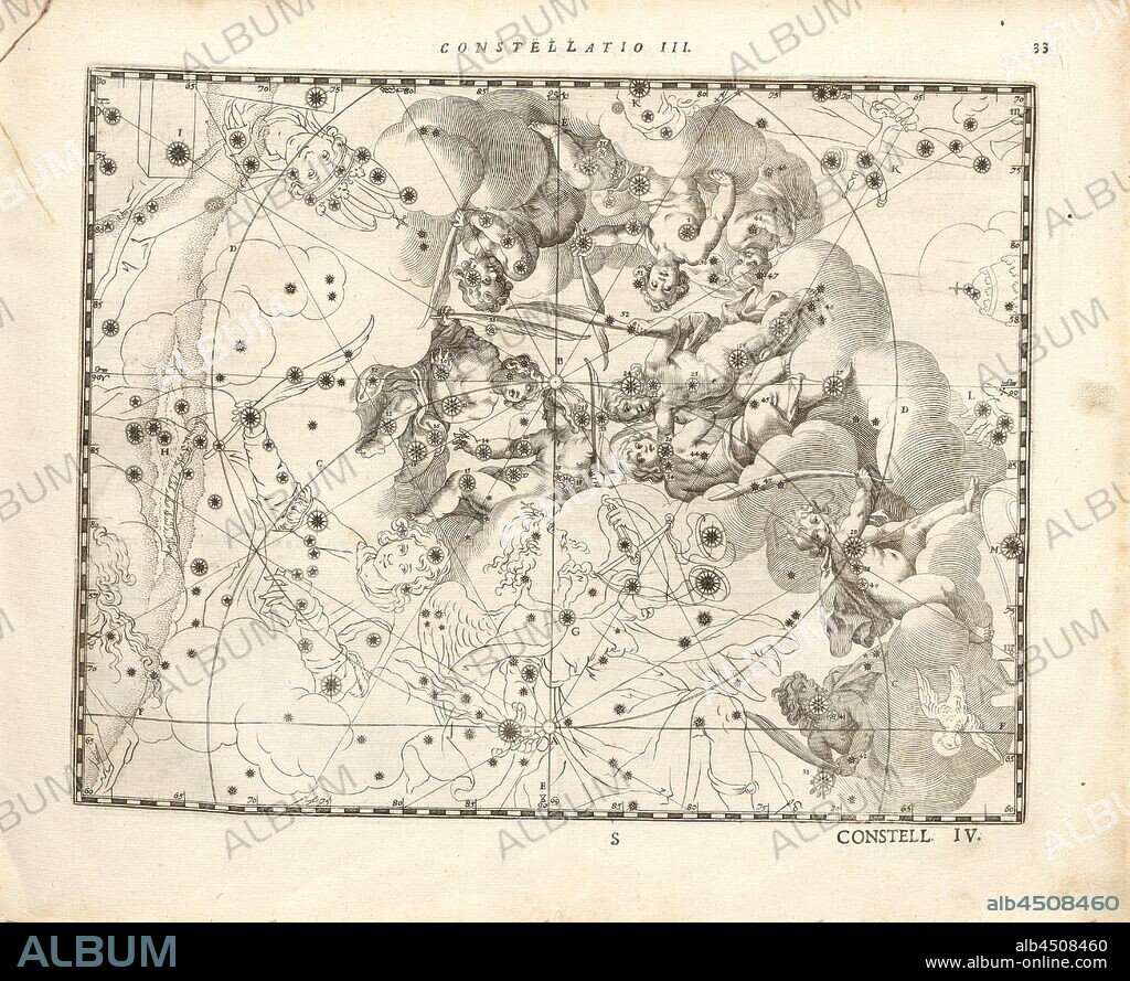 Draco, Constellation Dragon, Constellation III, p. 33, Bayer, Johann; Kager, Johann Matthias; Kilian, Lucas; Schecks, Kaspar, 1627, Julius Schiller: Coelum stellatum christianum (...). Augustae Vindelicorum [Augsburg]: praelo Andreae Apergeri, 1627.