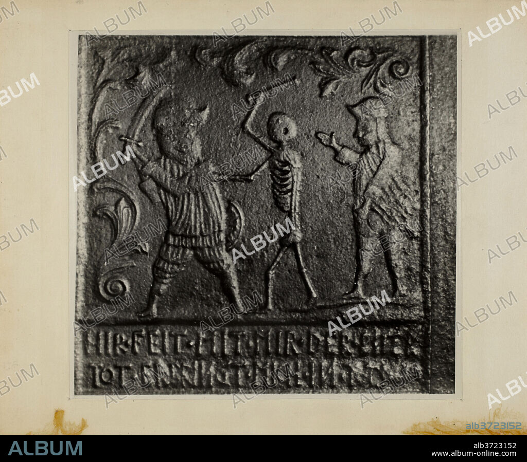 CHARLES VON URBAN. Pa. German Stove Plate. Dated: c. 1937. Dimensions: overall: 19.2 x 20.3 cm (7 9/16 x 8 in.)  Original IAD Object: 22 1/2" high; 23 1/2" wide. Medium: black and white photograph.