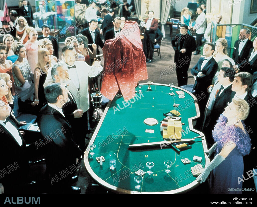 ORSON WELLES in CASINO ROYALE, 1967, directed by JOHN HUSTON, KEN HUGHES, ROBERT PARRISH and VAL GUEST. Copyright COLUMBIA/FAMOUS ARTISTS.