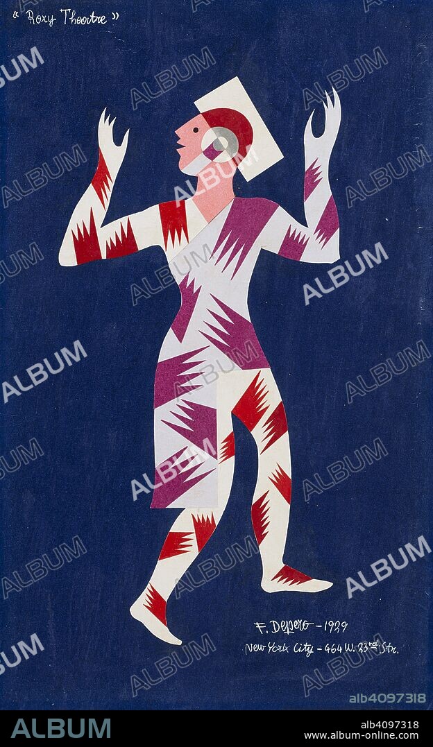 FORTUNATO DEPERO. Costume design for the ballet Motolampade.