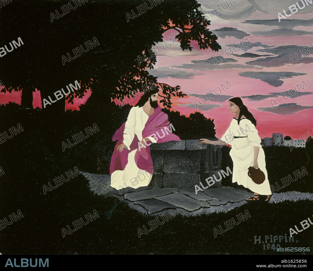 Christ and the Woman of Samaria by Horace Pippin, 1940, 1888-1946, USA, Pennsylvania, Merion, Barnes Foundation.