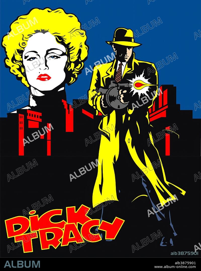 Poster de DICK TRACY, 1990, dirigida por WARREN BEATTY. Copyright TOUCHSTONE PICTURES.
