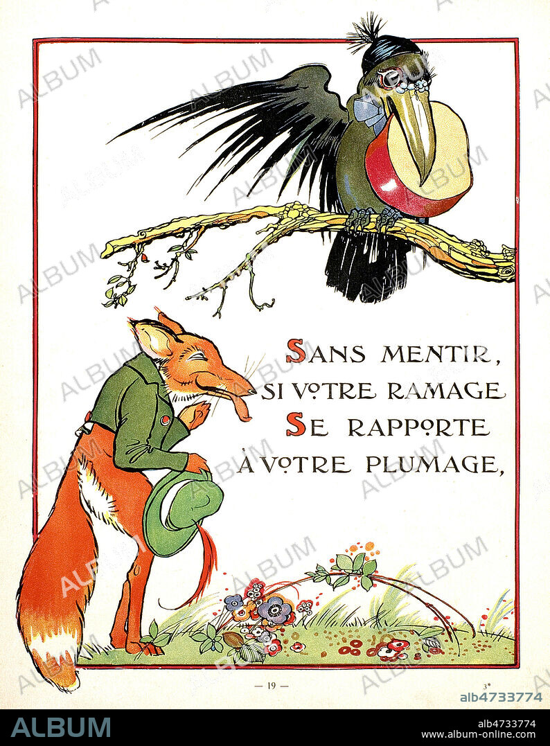 Sans mentir, si votre ramage se rapporte a votre plumage. Illustration de 1929 par Felix LORIOUX (1872-1964) pour Le Corbeau et le renard tire de Fables Jean de LA FONTAINE (1621-1695). ADAGP. Credit : Collection KHARBINE-TAPABOR.