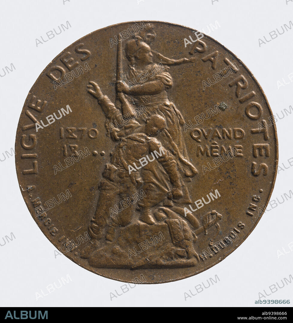 'Still! ', the League of Patriots founded in May 1882, Mercié, Antonin, Sculptor, Dubois, Alphée, Medal engraver, Array, Numismatic, Medal, Diameter: 2.3 cm, Weight (type size): 8.23 g.