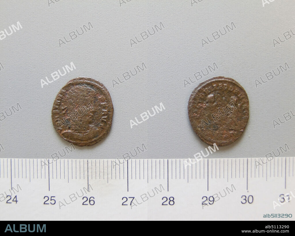 Ruler: Constans I, Emperor of Rome, ca. A.D. 323350, ruled 33750, 1 Nummus of Constans I, Emperor of Rome, 34748, Argentiferous bronze, 1.22 g, 6:00, 17.2 mm, Made in Roman Empire, Roman, 4th century, Numismatics.