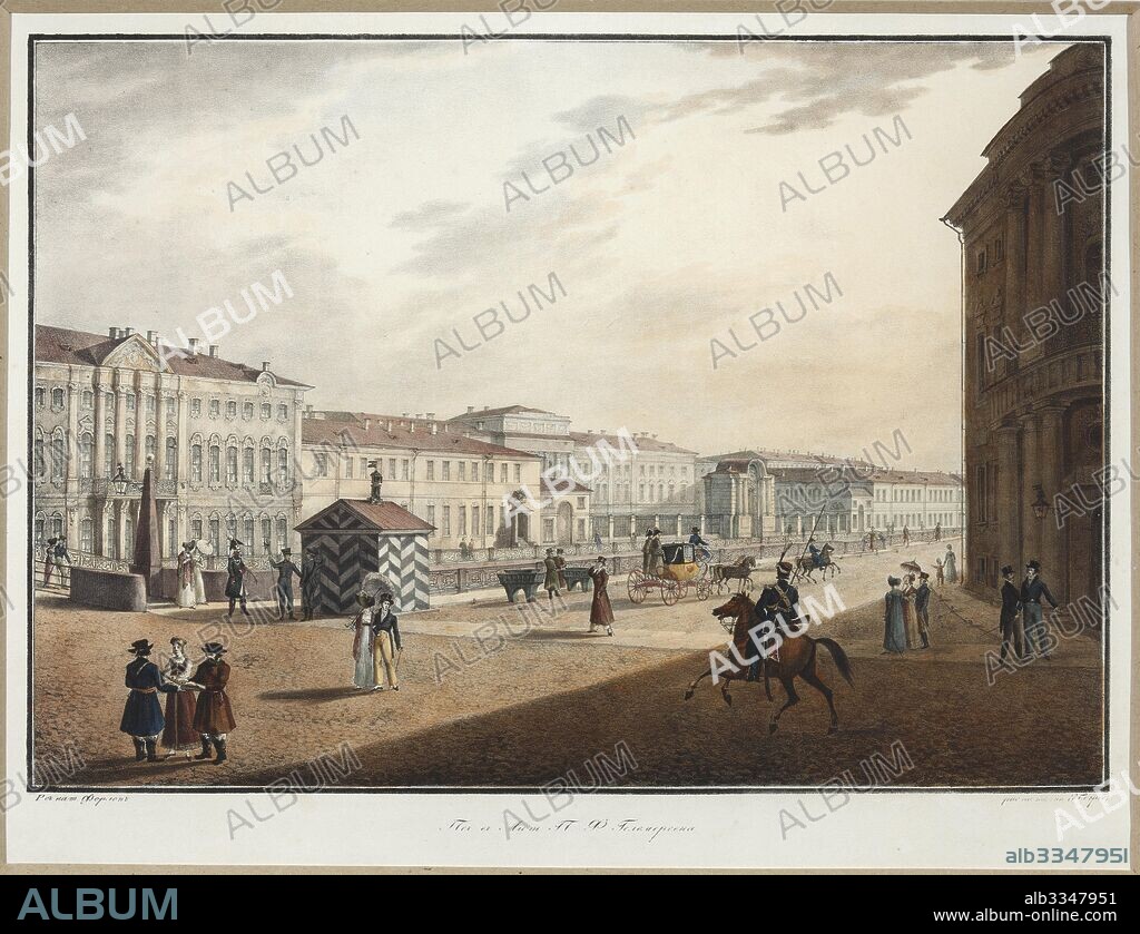 KARL PETROVICH BEGGROV. View of the Moika Embankment near the Police Bridge.