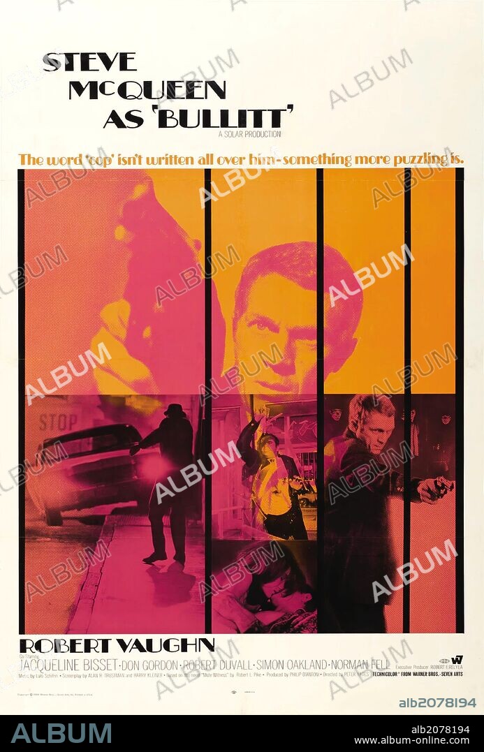 Poster of BULLITT, 1968, directed by PETER YATES. Copyright WARNER BROTHERS.