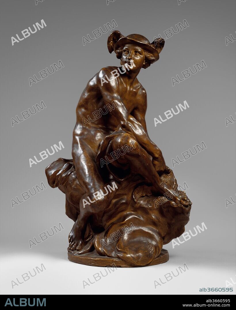 Mercury. Artist: After a composition by Jean-Baptiste Pigalle (French, 1714-1785). Culture: French. Dimensions: Height: 22 in. (55.9 cm). Date: probably 19th century, after a model of ca. 1741.
The piece is a cast copy after Pigalle's original model for his celebrated marble Mercury, completed in 1744, in the Musée du Louvre, Paris.