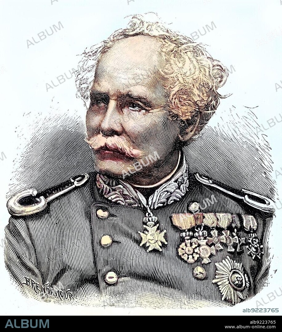 Julius Hartwig Friedrich von Hartmann, 1817, 1878, was a Prussian General of Cavalry, Situation from the time of the Franco-Prussian War or Franco-Prussian War, 1870-1871, Historical, digitally restored reproduction from a 19th century original.