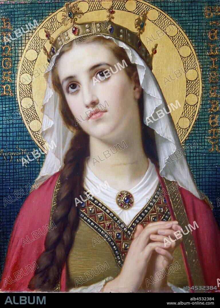 Hugues Merle, French, 1823-1881, Saint Elizabeth of Hungary, 1879, oil on canvas, 22 x 18 1/4 in. (55.9 x 46.36 cm).