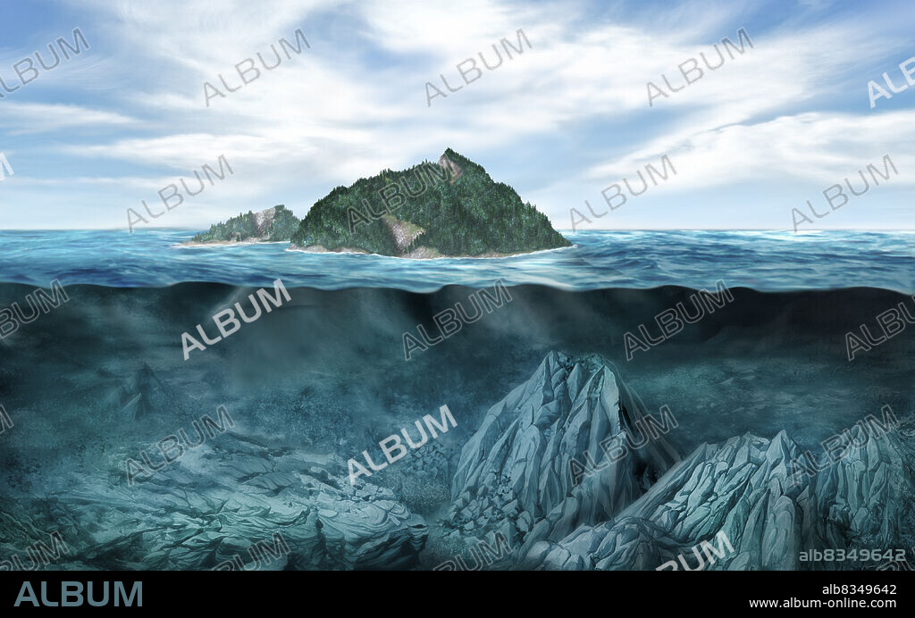 Thousands of islands are scattered over the worlds oceans. While some are in the process of being born, others are slowly disappearing under the oceans surface. There are several phenomena responsible for forming islands. Coral or debris may build up on the ocean floor. Rising water may completely surround a portion of land. Dropping water levels may make a shallow area appear above the surface. Most oceanic islands, however,. are nothing more than the peaks of volcanic mountains rising above the waters surface. Over time, the volcano dies out, and the island, worn down by the water, disappears and becomes an undersea mountain.