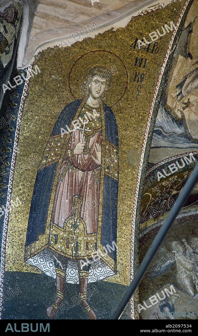 ARTE BIZANTINO. TURQUIA. SAN SALVADOR EN CHORA o KARIYE CAMII. Detalle de uno de los mosaicos que decoran el interior de la iglesia, con la representación de UN DOCTOR DE LA LEY. ESTAMBUL.