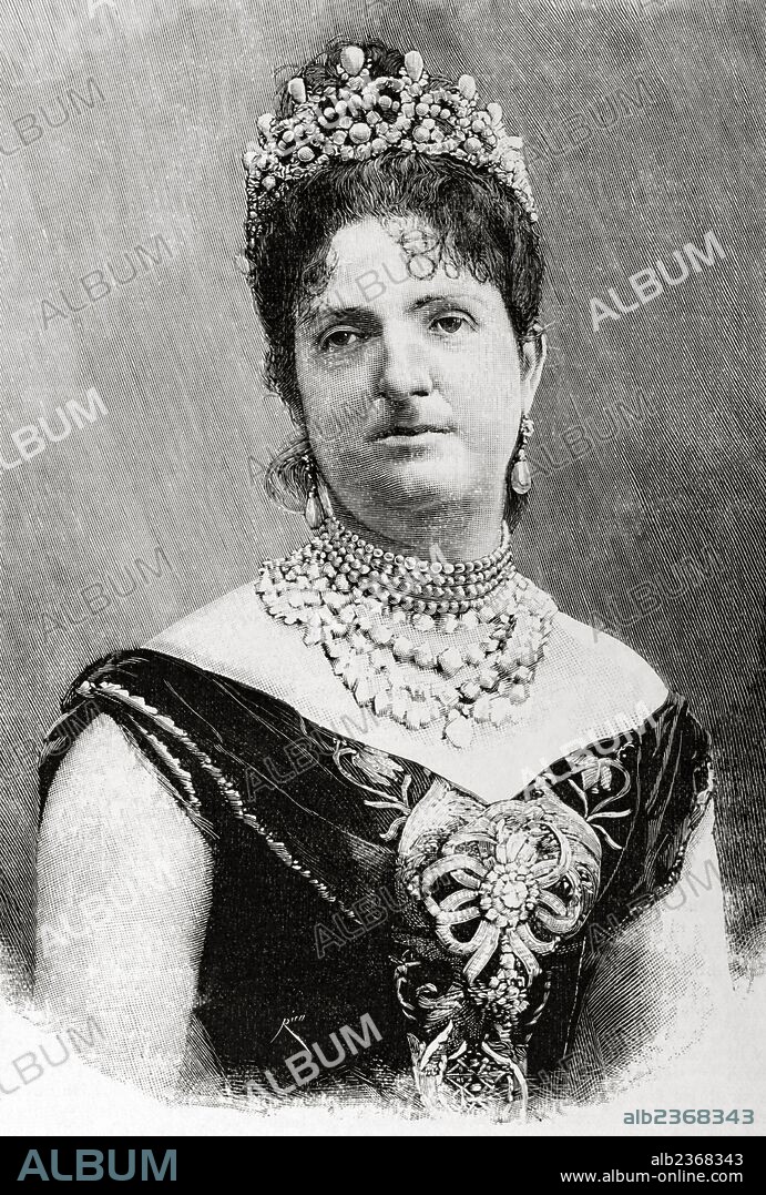 Princess Margherita of Savoy (1851 Ð 1926). Queen consort of the Kingdom of Italy during the reign (1878Ð1900) of her husband, Umberto I. Engraving by Rico.