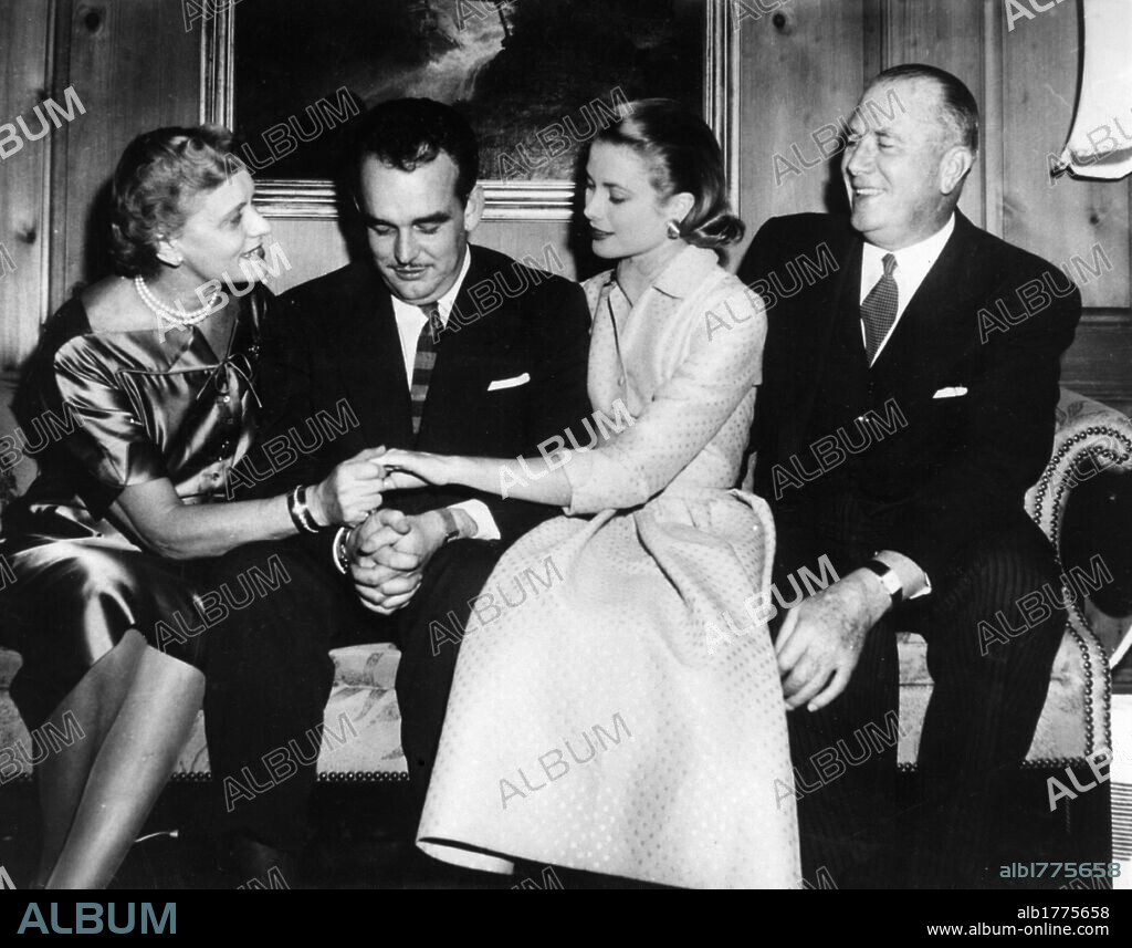 Rainier III, Prince of Monaco, with Grace Kelly in her parents' house. Rainier III, Prince of Monaco the then fiancee Grace Kelly in her parents' house in Philadelphia, Pennsylvania.