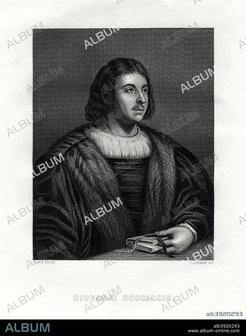 Giovanni Boccaccio, Italian author and poet, 19th century. Portrait of Boccaccio (1313-1375).