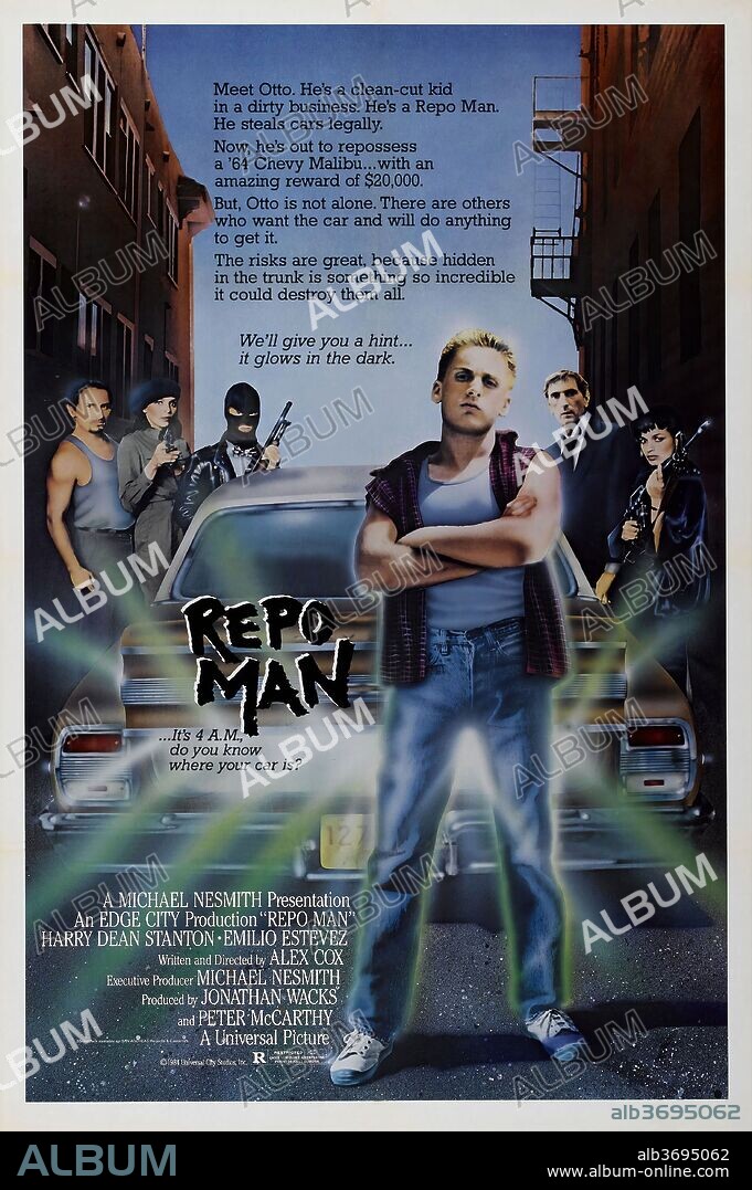Poster de REPO MAN-EL RECUPERADOR, 1984 (REPO MAN), dirigida por ALEX COX. Copyright EDGE CITY/UNIVERSAL.
