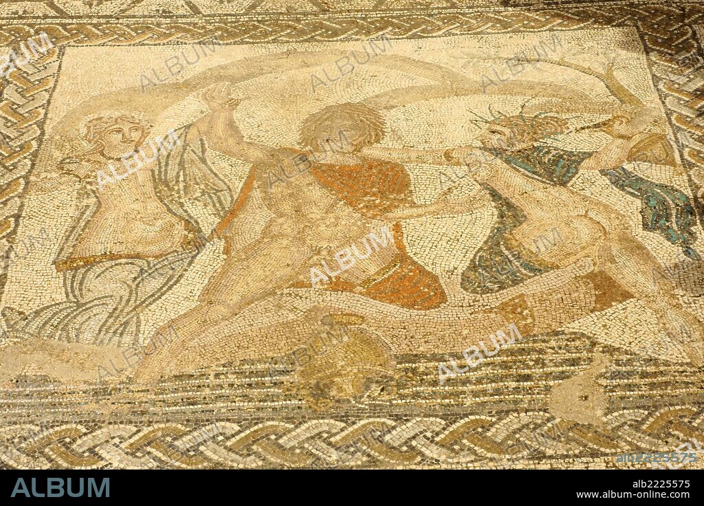 Mosaicos de la casa de Venus,"el secuestro de Hilas por las Ninfas".Ciudad Romana de Volubilis(II d.c.).Marruecos.