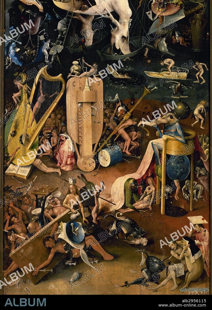 Hieronymus Bosch (c.1450-1516). Dutch painter. The Garden of Earthly Delights, 1500-1505, Triptych. Detail of the right panel. The Hell. Prado Museum. Madrid. Spain.