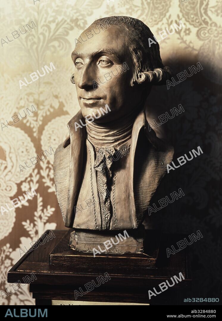 GAETANO MERCHI. Busto de Federico Gravina y Nápoli en terracota, realizado por Cayetano Merchi en 1799. Capitán general de la Armada Española. s. XVIII.