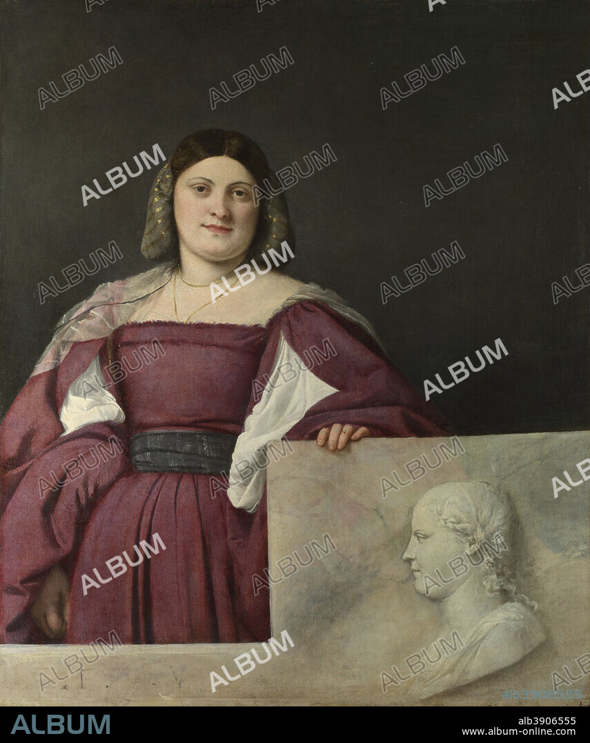 TIZIANO. Portrait of a Lady (La Schiavona). Date/Period: 1510. Painting. Oil on canvas. Height: 119.4 cm (47 in); Width: 96.5 cm (37.9 in).