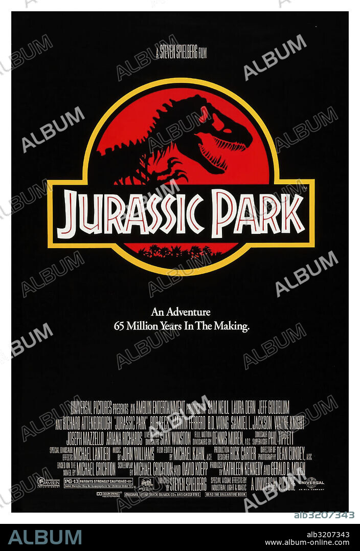 Plakat zu JURASSIC PARK, 1993, unter der Regie von STEVEN SPIELBERG. Copyright AMBLIN/UNIVERSAL.
