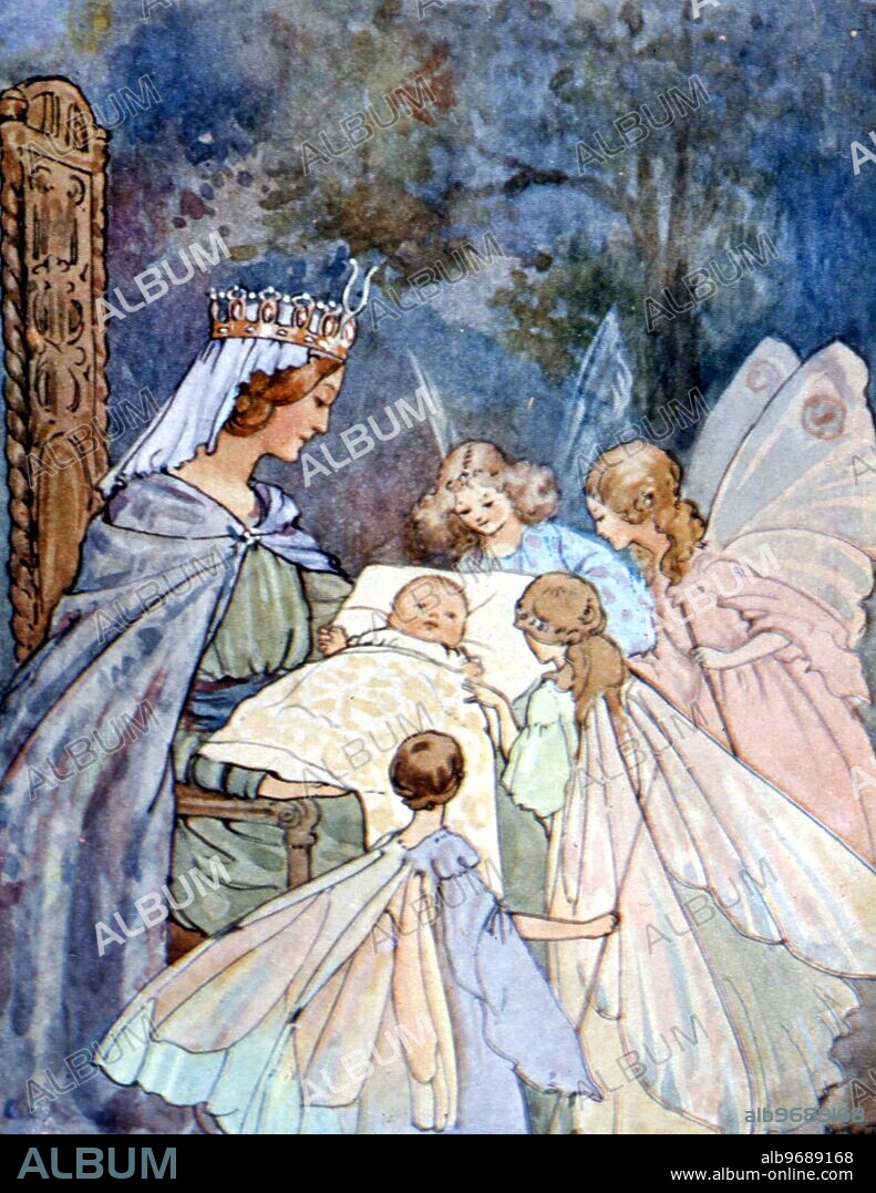 Fairy stories - The Babes in the Wood - The Robbers started to fight - Illustration by Margaret W. Tarrant for Fairy Tales, nd, but circa 1920.