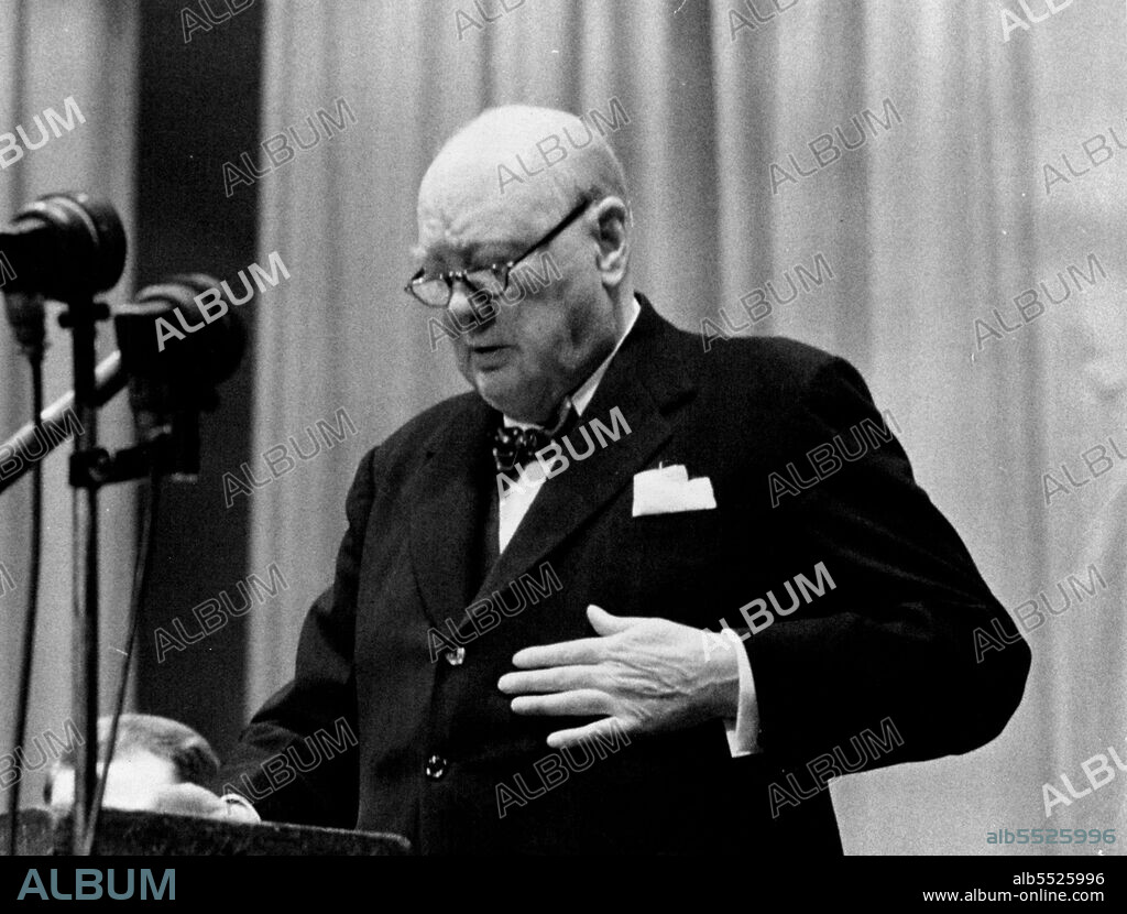 First Major Churchill Speech Since Retirement -- Referring to the increasing machination of everyday life, Sir Winston warned: " I am all for using machines, but do not let them use you." December 06, 1955.
