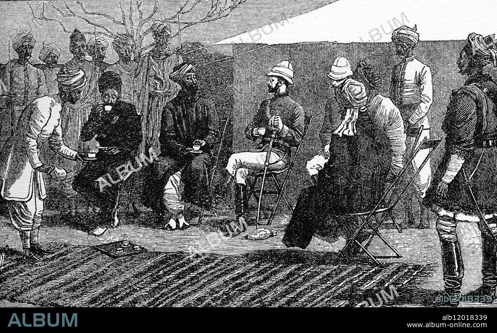 Afternoon Tea in Afghanistan. The coming in of the Sayid of Kunar was looked upon as a very important affair Before any conversation two bags of silver were placed at the feet of the politicals The bags were touched and returned then a large tray of tea was brought and after a sip of this beverage conversation about the occupation of Jellalabad began. 1879.
