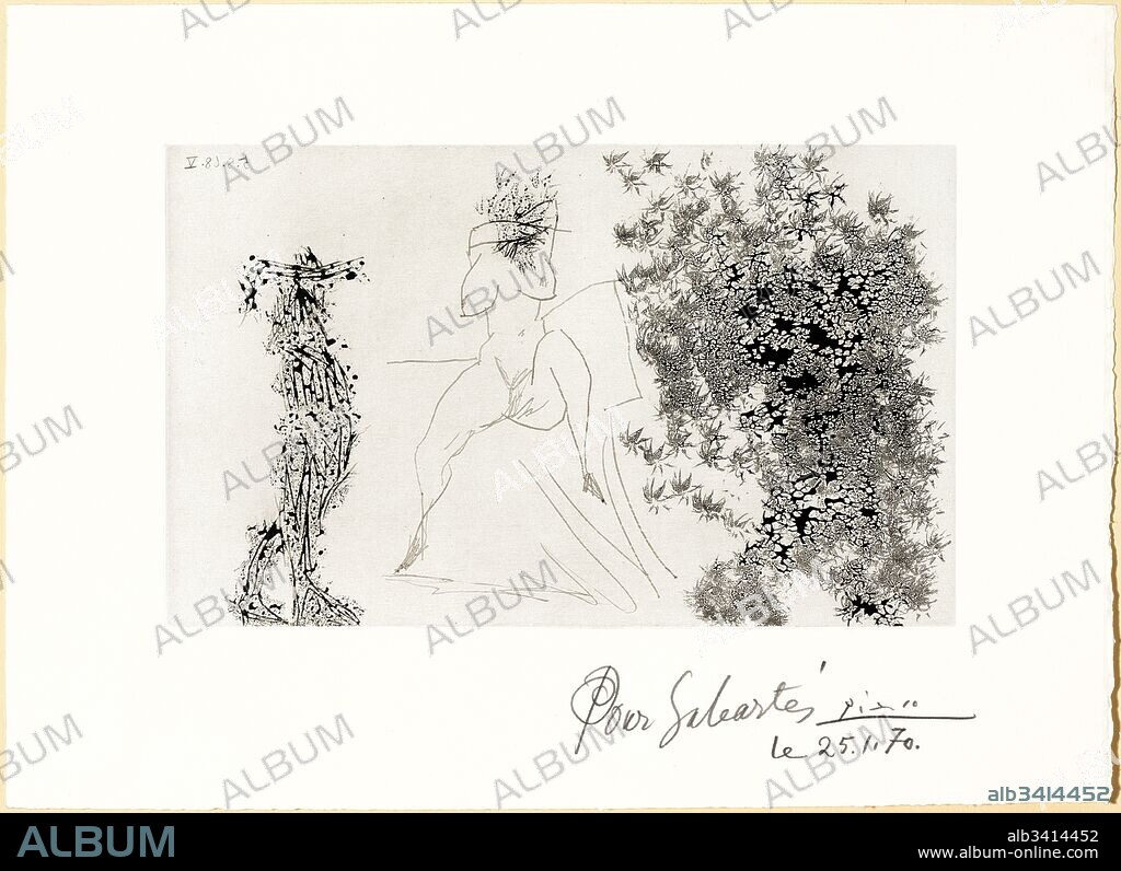 Pablo Picasso / "Pesadilla", 1968, Engraving (Aquatint to sugar and scraping, on copper matrix, thrown on paper), 33 x 45.5 cm, MPB 111. 898.