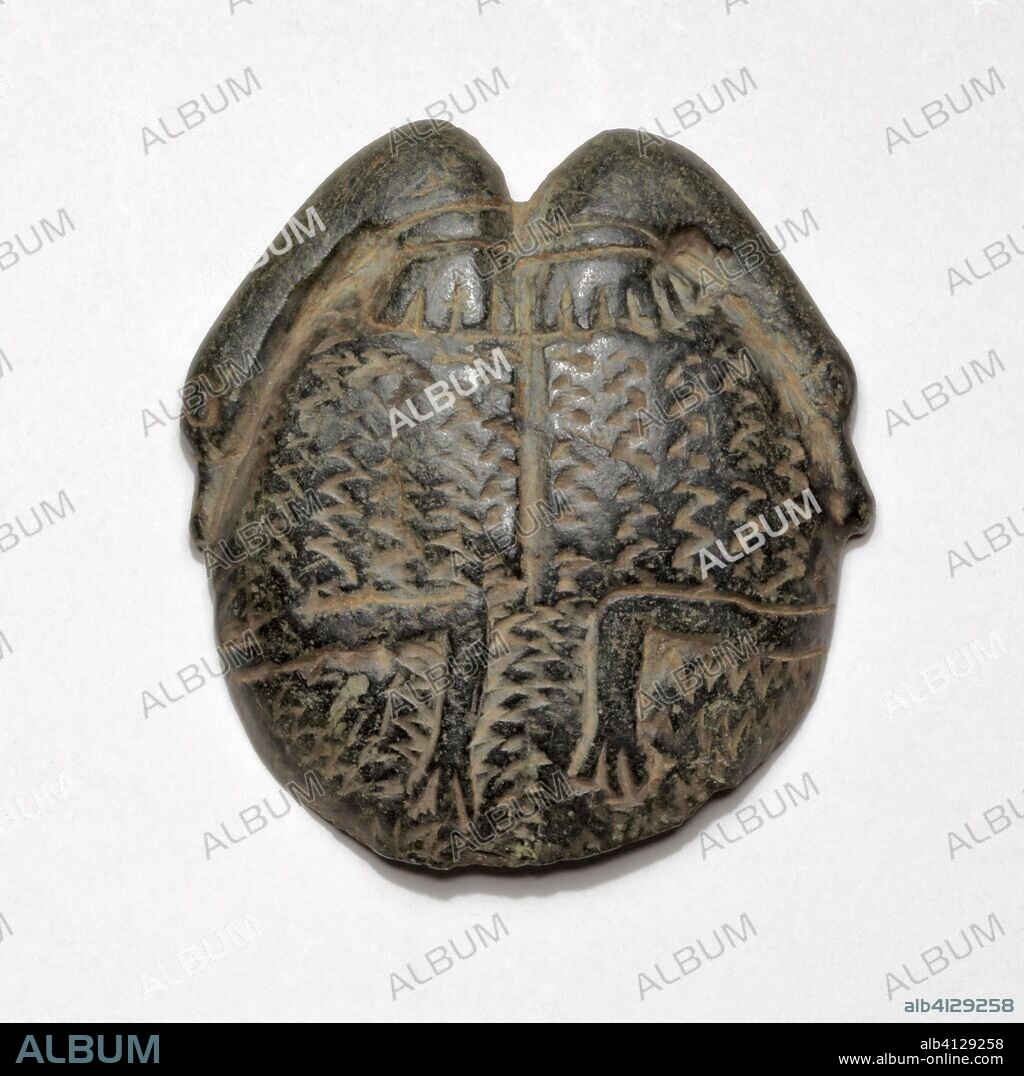 ANCIENT EGYPTIAN. Cosmetic Saucer Decorated with Swans. Egyptian. Date: 1550 BC-1070 BC. Dimensions: 7.7 × 7.2 × 1.6 cm (3 1/16 × 2 13/16 × 5/8 in.). Stone. Origin: Egypt.