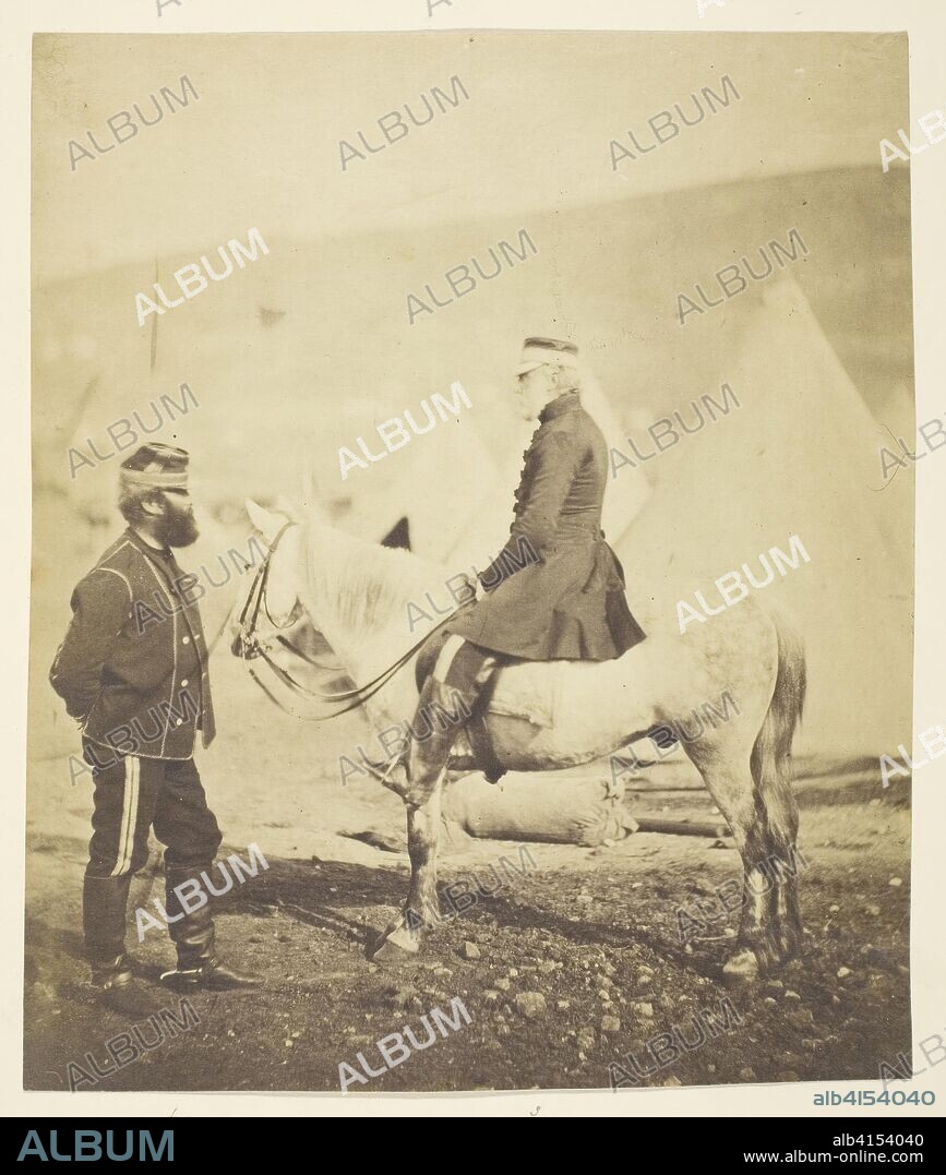 Sir Jas. York Scarlett (1799-1880), General, led Charge of Heavy Brigade, Balaclava (left); Edward Wm. Lowe (1820-1880), General (right); Taken at the Crimea. Roger Fenton; English, 1819-1869. Date: 1855. Dimensions: 19.6 × 16.4 cm (image/paper); 27.6 × 22.2 cm (mount). Thinly albumenized print. Origin: England.