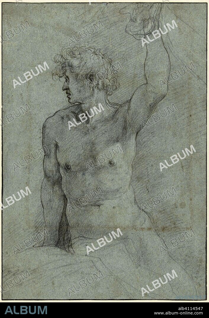 Nude study of a seated young man. Draughtsman: Giuseppe Cesari. Dating: 1578 - 1640. Measurements: h 278 mm × w 192 mm.