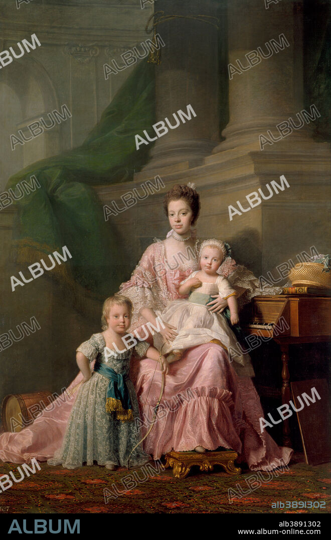ALLAN RAMSAY. Queen Charlotte (1744-1818), with her Two Eldest Sons. Date/Period: Ca. 1764-69. Painting. Oil on canvas. Height: 247.8 cm (97.5 in); Width: 165 cm (64.9 in).