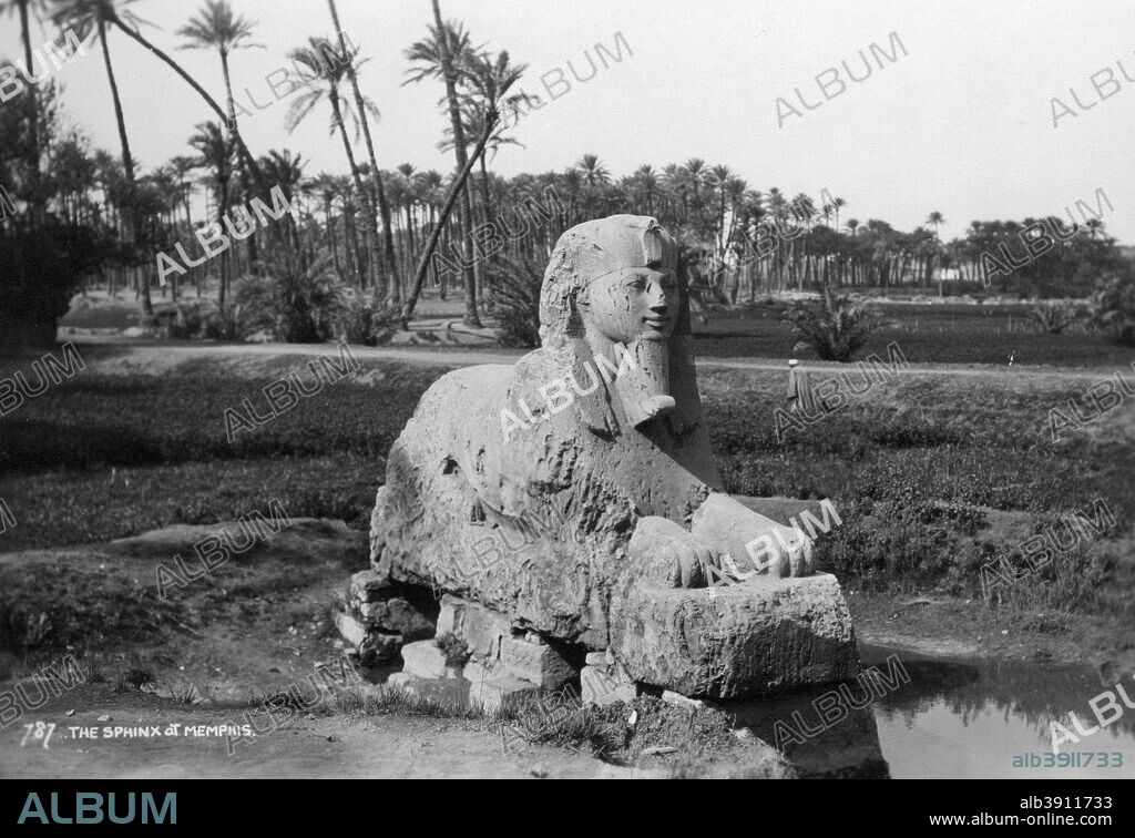 Alabaster Sphinx at Memphis, Egypt, c1920s-c1930s(?). This sphinx is thought to date from the 18th or 19th dynasty of Ancient Egypt (c14th-13th century BC).
