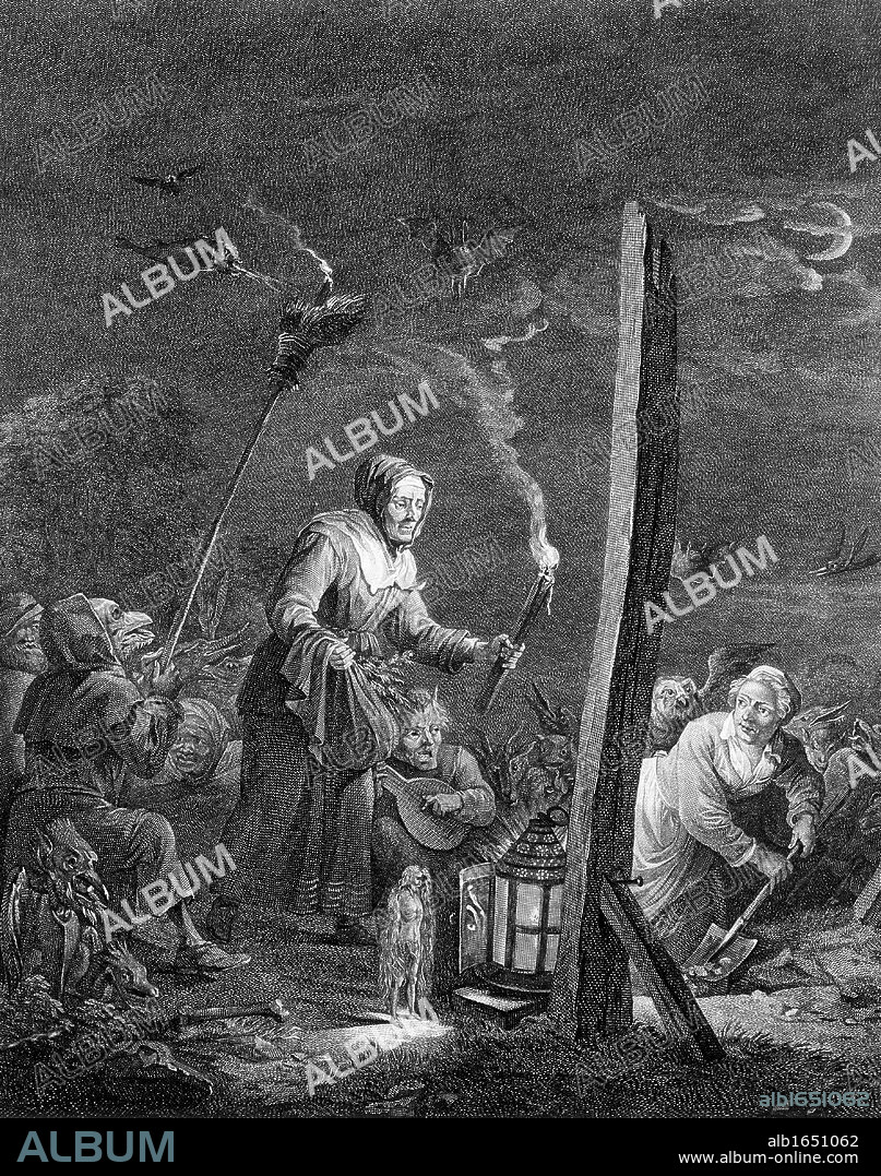 The Witches' Sabbath. Engraving after David Teniers the Younger (1610-1690).
