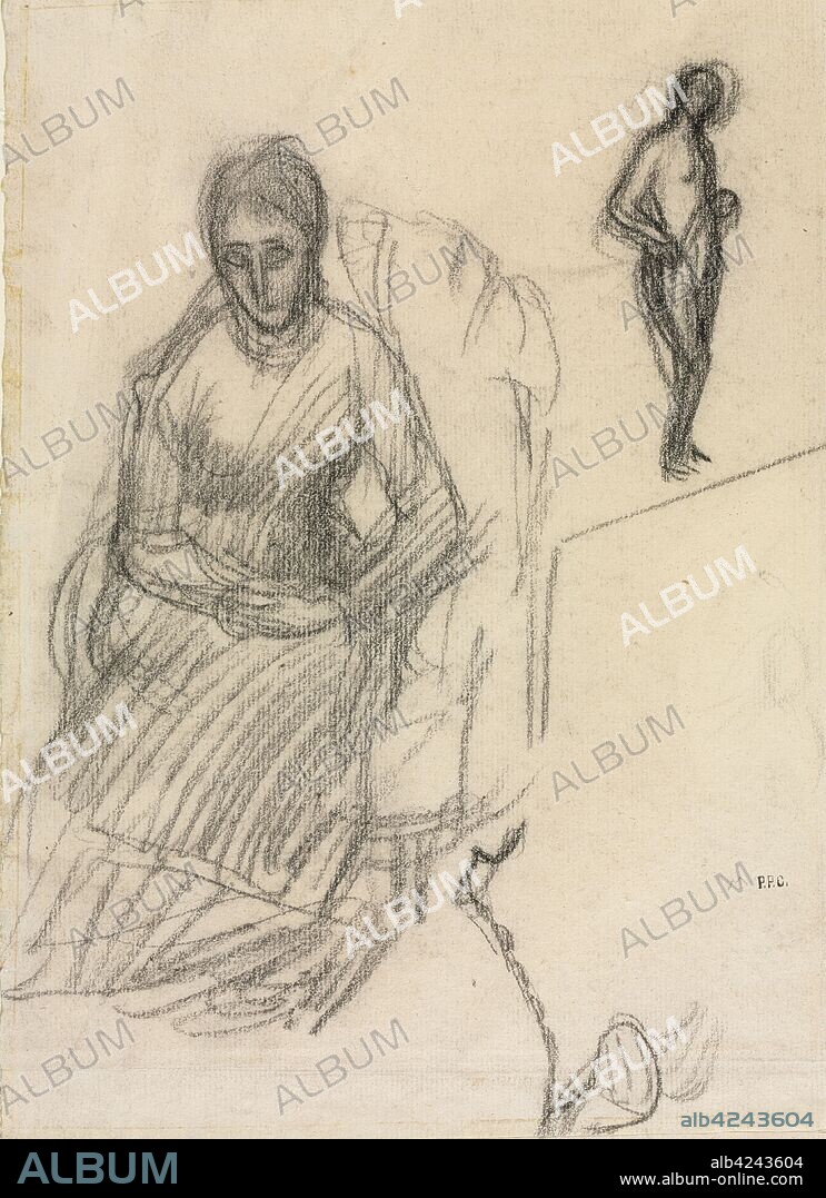 Study of Madame Marie Cantacuzène; Study of Standing Female Nude, c. 1883. Pierre Puvis de Chavannes (French, 1824-1898). Black chalk; sheet: 29.4 x 22.6 cm (11 9/16 x 8 7/8 in.).