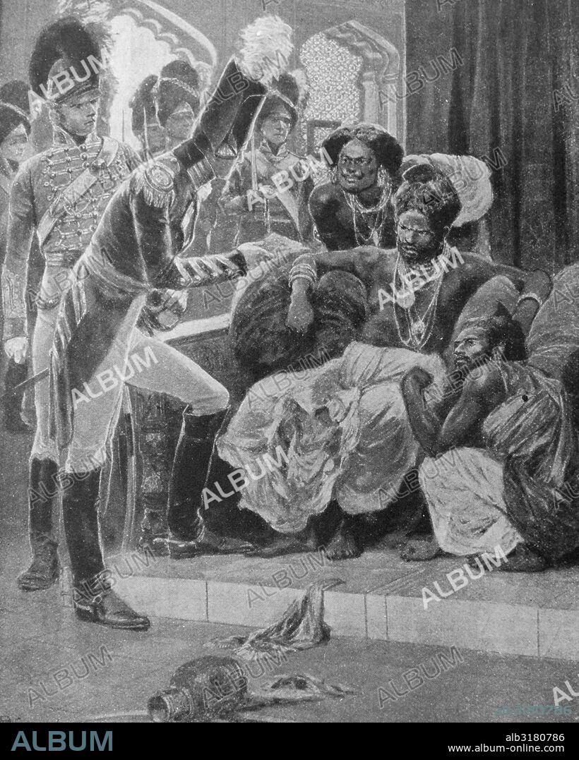 Painting depicting the deposition of the King of Kandy by the British. Dated 1815.