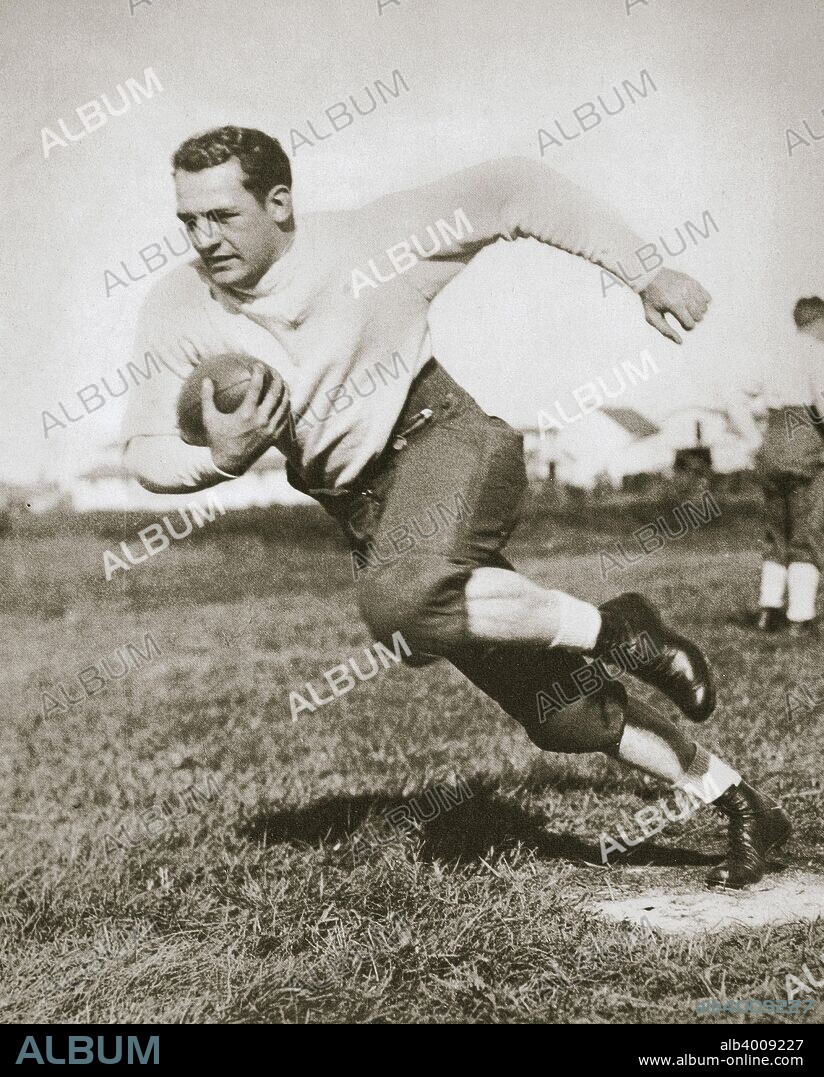 Harold Edward 'Red' Grang, American Football player, mid 1920s. Nicknamed 'The Galloping Ghost', Grange (1903-1991) was a college and professional American Football halfback for the University of Illinois, the Chicago Bears, and for the short-lived New York Yankees. He was elected to both the College and Pro Football Hall of Fame.