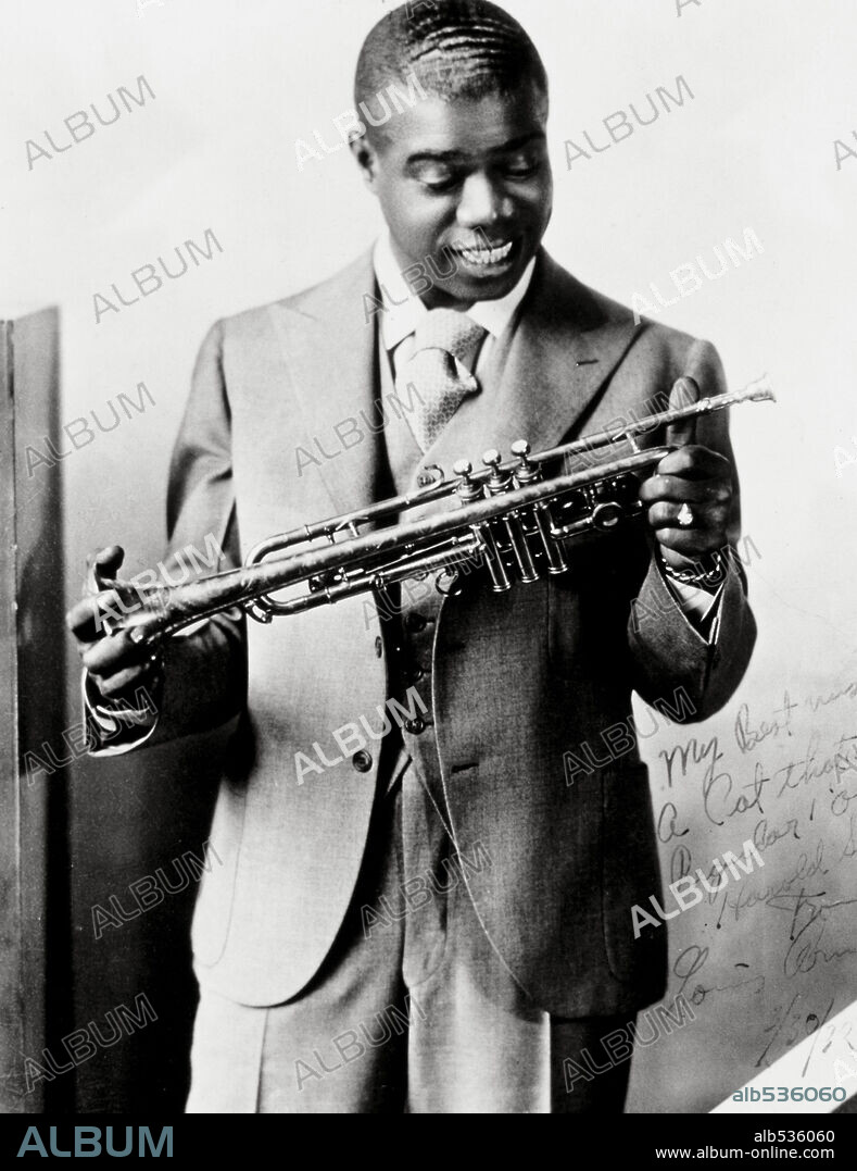 Louis Armstrong, trompetista y cantante estadounidense de jazz. Chicago, 1931.