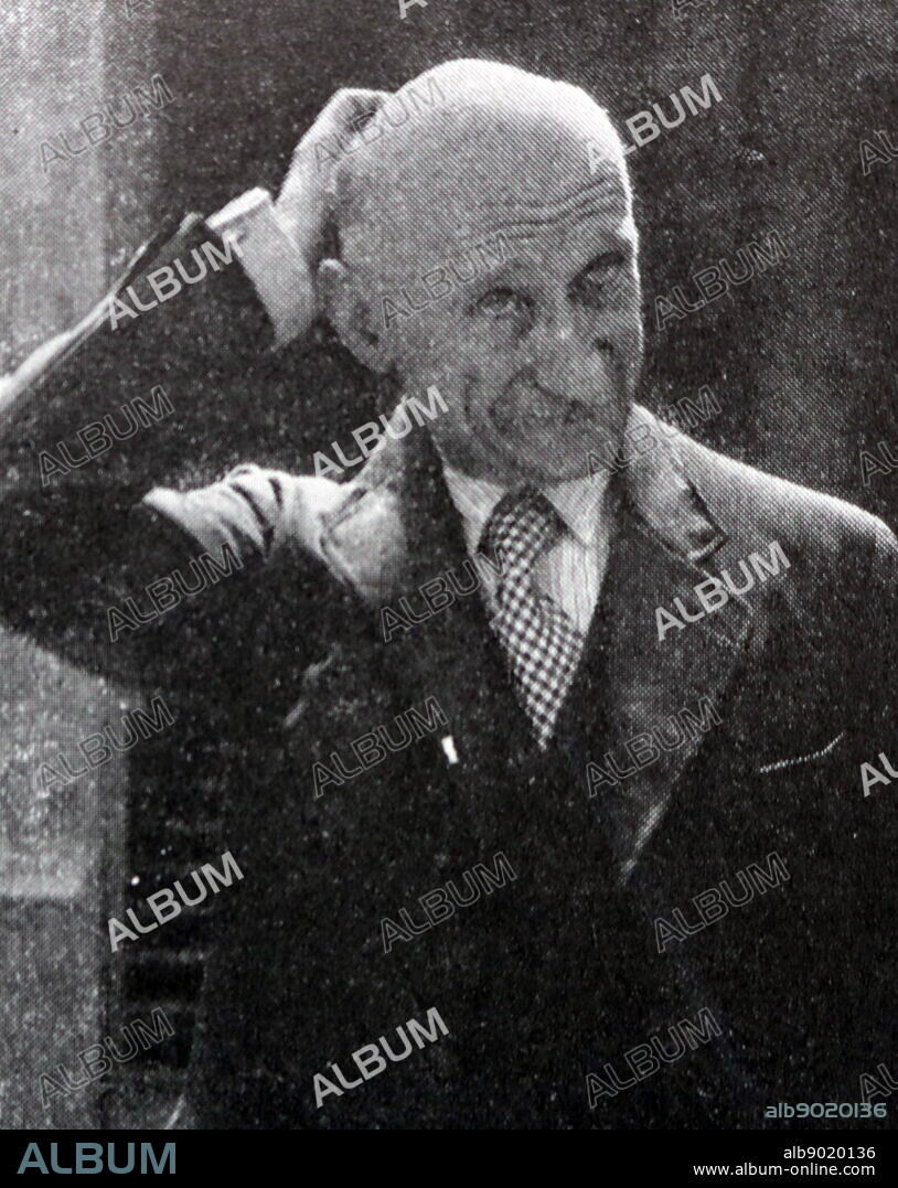Black and white photograph of Robert Shuman (1886-1963), President of the Council of Ministers. The caption reads "The worries of President Shuman".