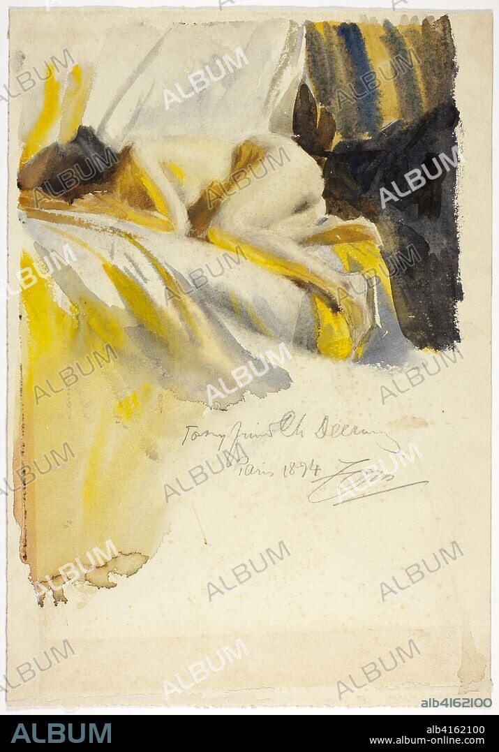 Nude Lying On Bed. Anders Zorn; Swedish, 1860-1920. Date: 1894. Dimensions: 392 x 273 mm. Graphite and watercolor on ivory wove paper. Origin: Sweden.